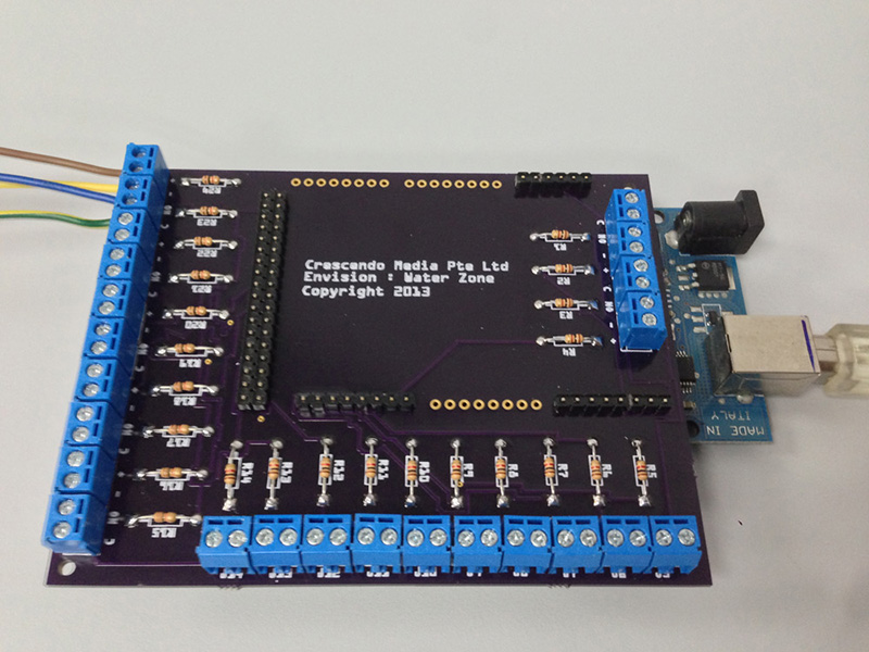 24 I/O shield on top of Arduino Mega